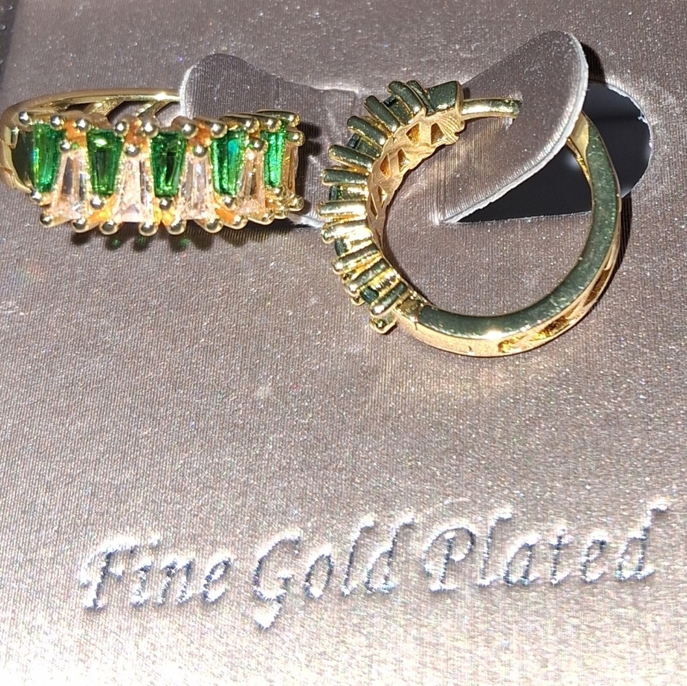 Gold Plated Ring with Green Stones